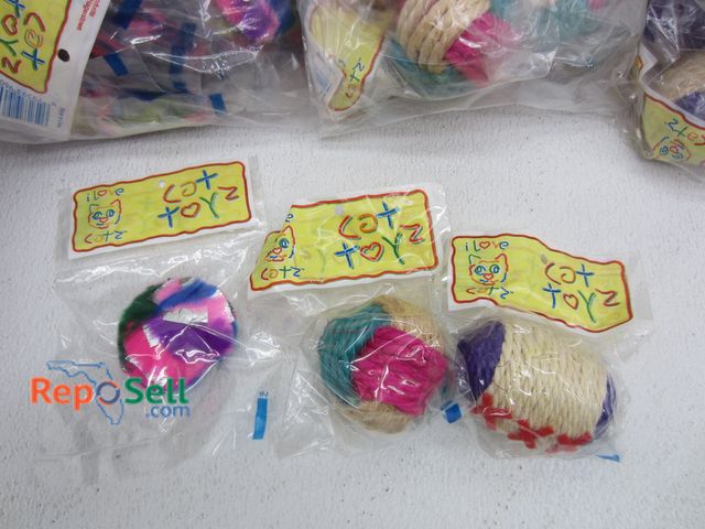 Lot 31-3325 - Box of 3-Styles of Cat Toys: Crinkle Ball, Rope Ball &amp; Football - New