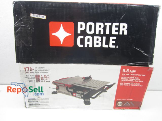 Lot 31-4557 - Porter Cable 6.5amp Tabletop Wet Tile Saw w/Blade &amp; Accessories, #PCE980 - Some Box Damage