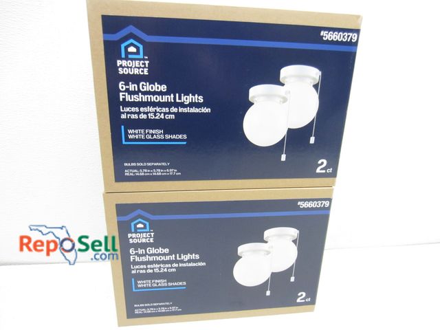 Lot 31-9085 - (4) New Project Source 6" Globe Flushmount Lights