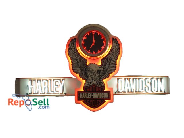 Lot 31-1124 - Harley-Davidson Metal Light-up w/ Neon Sign &amp; Clock; Powers On; 47"h x 63"w x 6"d