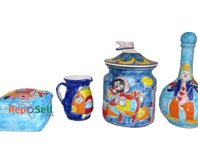 Lot 31-1036 - (4) La Musa Ceramic Pieces - Pitcher, Cookie Jar, Decanter