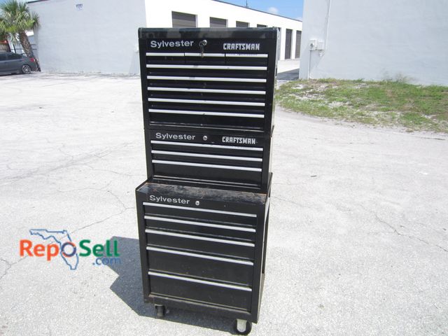 Lot 31-6091 - Craftsman 3pc Rolling Tool Box with Tools &amp; Keys - 27" x 18 x 65