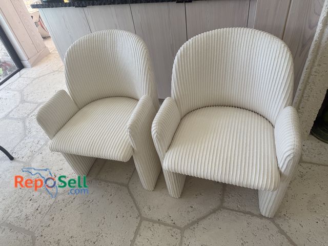 Lot 31-1071 - (2) Accent Arm Chairs -  White Corduroy (Matches Lots 1069 &amp; 1070)