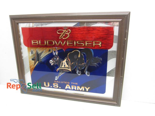 Lot 31-5395 - Budweiser Army Beer Mirror 28" x 22