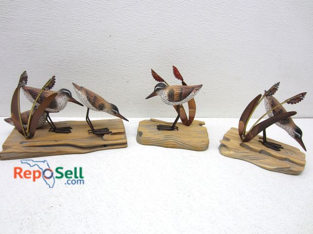 Lot 31-3404 - (3) Wood/Metal Shore Bird Hand Carved Decor