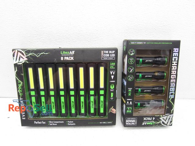 Lot 31-1337 - (12) New Flash Lights: 8 Cob LED Task Light  and 4 New Rechargeable Flashlight