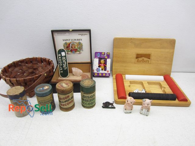 Lot 31-6445 - Vintage Estate Lot: Crystals, License Plate, Edison Records etc