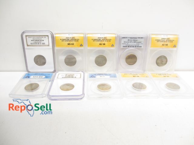 Lot 31-3009 - (10) Slabbed/Graded State Quarter Errors