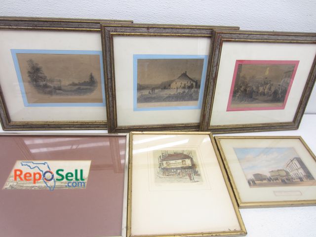 Lot 31-7275 - (6) Vintage Framed Prints: Site Of Washington's Birthplace, Washington's Headquarters, Some Signed e...