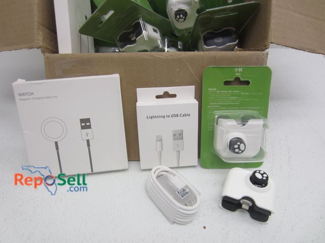 Lot 31-7258 - Box of Various Chargers: (2) Watch Magnetic, Approx (20) iPhone Lightning Cables &amp; Approx (12) G...
