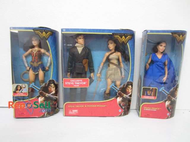 Lot 31-1202 - (3) 2016 Wonder Woman &amp; Steve Trevor 12-inch Action Figures with original boxes