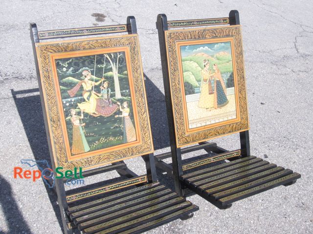 Lot 31-6062 - (2) Hand Painted Indian Folding Chairs