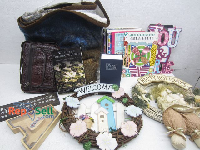 Lot 31-5592 - Estate Lot: Afghan Blanket, Wall Decor, Coloring Books, etc.