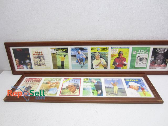 Lot 31-6464 - (2) Framed Golf Post Cards Art 42"x9" And 32"x9"