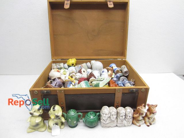 Lot 31-9097 - (Approx 50) Vintage Sets Salt &amp; Pepper Shakers in Storage Box