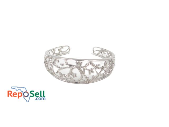 Lot 31-7020 - .925 Silver Bangle/Cuff Bracelet w/Diamond Accent - 17.8g total