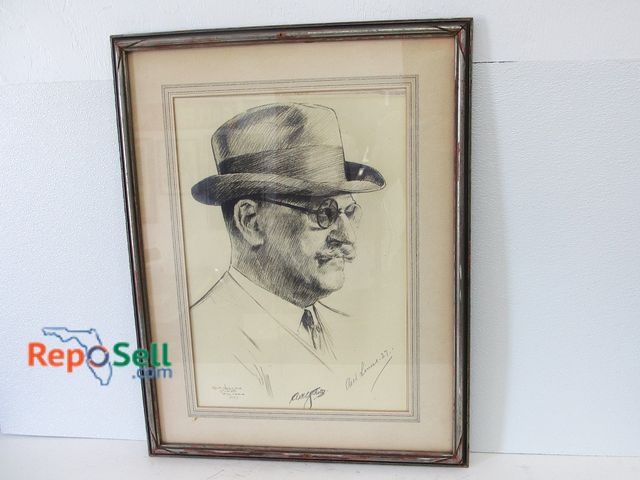 Lot 31-1237 - Theodore Roosevelt Framed Sketch; Axel Linus; Axel Schottz and G.H Milton; Circa 1927