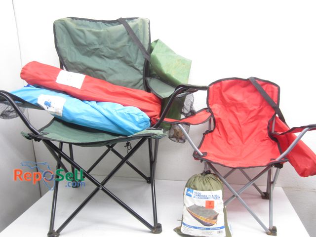Lot 31-1045 - (4) Camping Chairs (1- Adult, 3 Kids) &amp; Hammock w/Mosquito Net