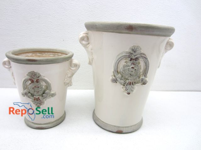 Lot 31-2055 - (2) Floral Ceramic Flower Pots