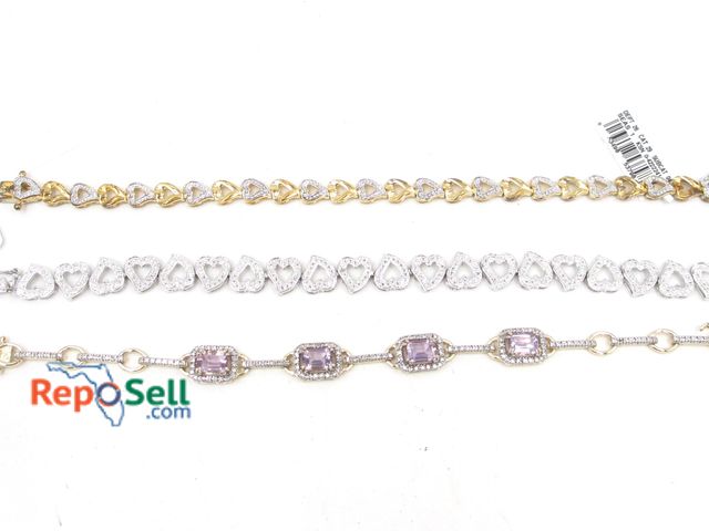 Lot 31-9019 - (3) New with tags bracelets in boxes: (2) gold plated one with Amethyst and (1) sterling silver.