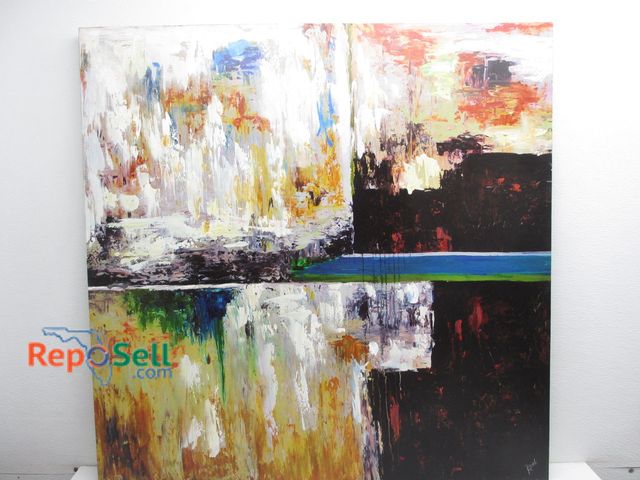 Lot 31-9432 - Embellished Stretched Abstract Giclee by Roth 40" sq