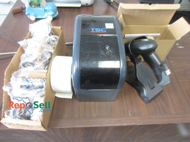 Lot 31-1302 - TSC TTP-225 Barcode Printer With BSH-HR2081BT 2D Wireless Scanner, Supplies, And Labels