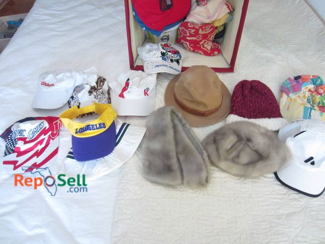 Lot 31-9099 - Variety Of Hats Including Fur Accessories, Brimmed Styles, Beanies, And Caps with Tote.