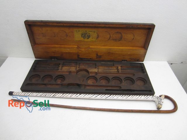 Lot 31-9501 - (2) Wood Canes and Vintage Tap/Die Wood Tool Box