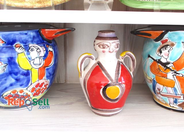 Lot 31-1039 - (3) La Musa Ceramic Pieces Made in Italy, (2) Pitchers, (1) Decanter