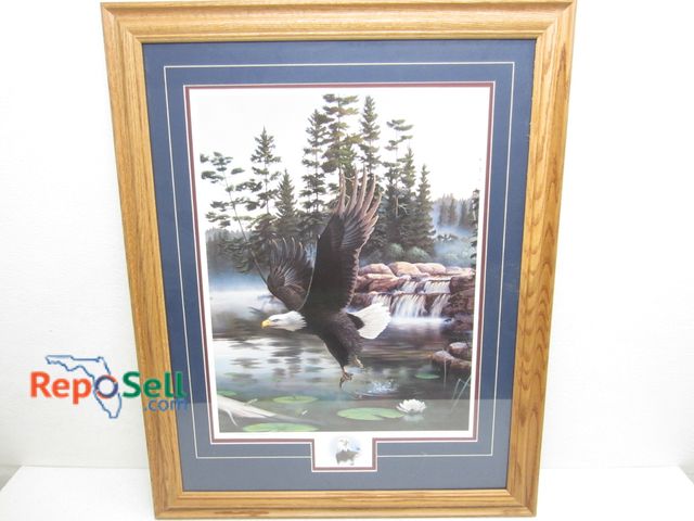 Lot 31-1306 - Framed Conservation Eagle Print "Boundary Waters" Limited Edition 5483/25,000 by Leo Stans 1993 25"x...