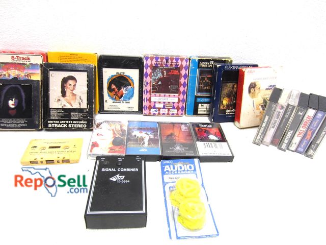 Lot 31-5086 - Sealed Elvis 8 Track, (9) 8 Tracks, (14) Cassettes, Signal Combiner, etc.