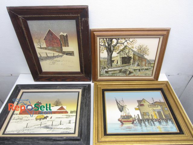 Lot 31-9069 - (4) Framed Art By H. Hargrove, Largest Is 23"x19"