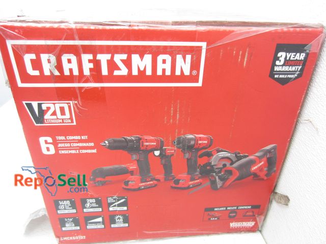 Lot 31-3157 - Craftsman 6-Tool Combo Kit w/2.0AH Battery, Charger &amp; Bag #CMCK601D2