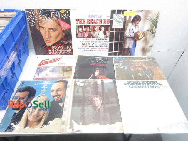 Lot 31-8554 - Approx (80) Vintage Vinyl Records: Elvis, Rod Stewart, Beach Boys etc