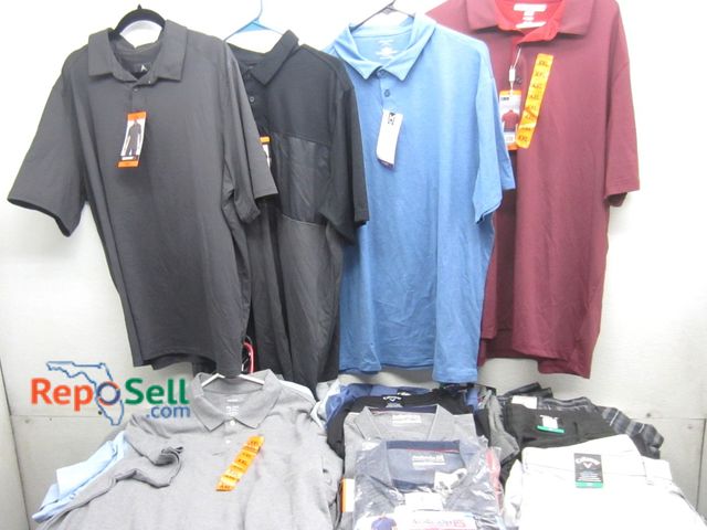 Lot 31-6326 - (15) New with tags golf and casual shirts and (10) new with tags golf shorts, size 38 and 40: Callaw...