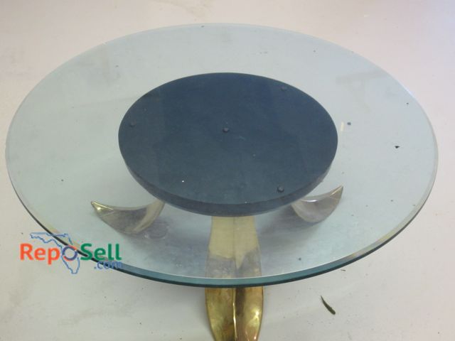 Lot 31-2568 - 40" Glass Coffee Table with Brass Base