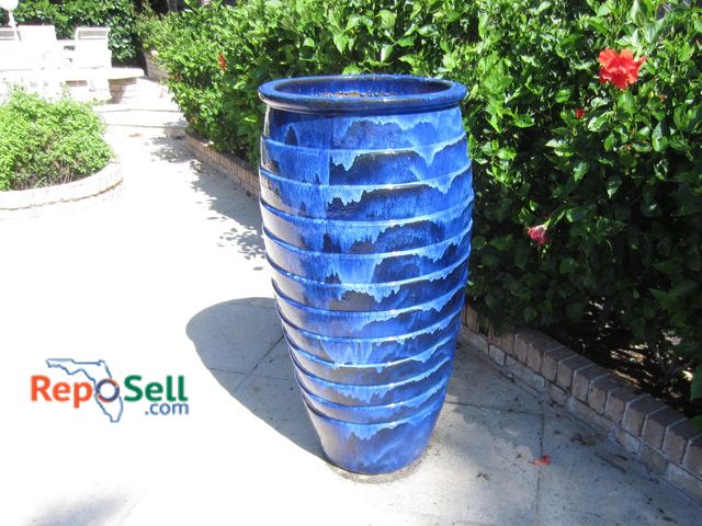 Lot 31-1410 - Large Ceramic Blue Pot 4' H x 22"W