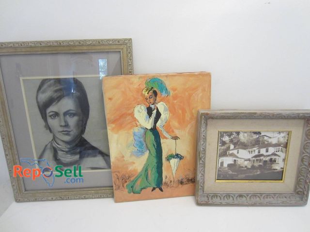 Lot 31-9077 - Three Framed Artworks:Â Includes A 1965 Artwork, A Vibrant Portrait, And A Black-And-White Photograp...
