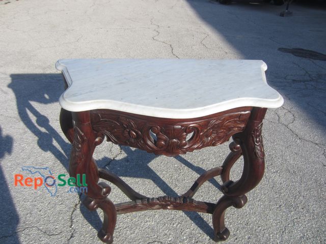 Lot 31-5053 - Marble Top Wood Table