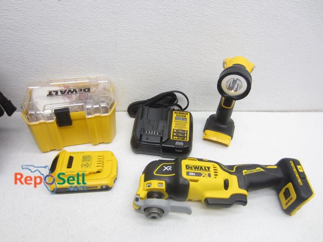 Lot 31-4556 - DeWalt Kit: 20V XR Oscillating Multi-Tool, 20V LED Flashlight, 2AH Battery, Charger, Accessory Kit &...