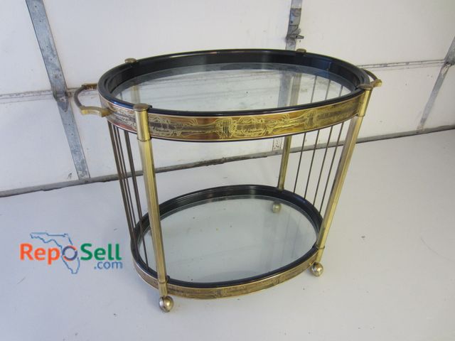 Lot 31-2581 - Glass and Metal Bar Cart 37" x 22" x 31"