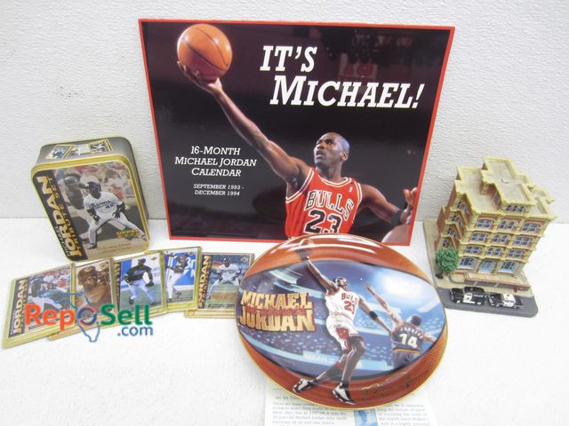 Lot 31-5248 - Michael Jordan Collection: Metal Card Set, Plate, etc. and East Chicago Police Station