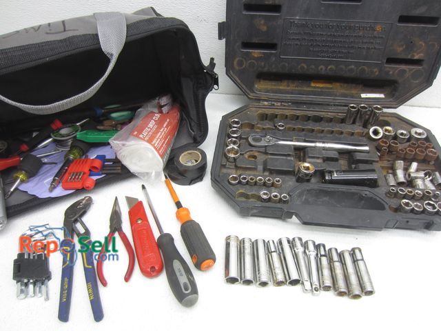 Lot 31-5348 - Tool Bag With Husky Socket Set, Hammer, Hand Tools, Electrical Tape etc