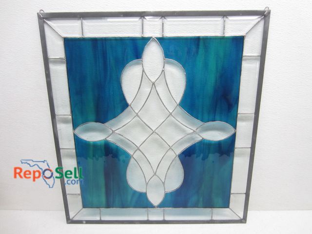 Lot 31-1177 - 23 x 25" large beveled stained glass wall hanging