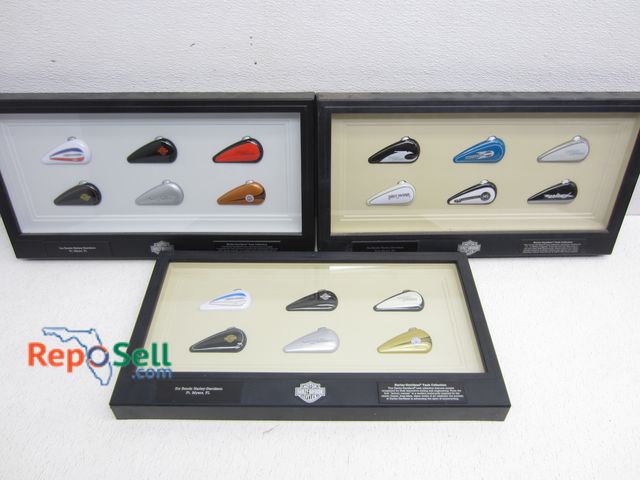 Lot 31-5082 - (3) Harley Davidson Tank Shadowboxes