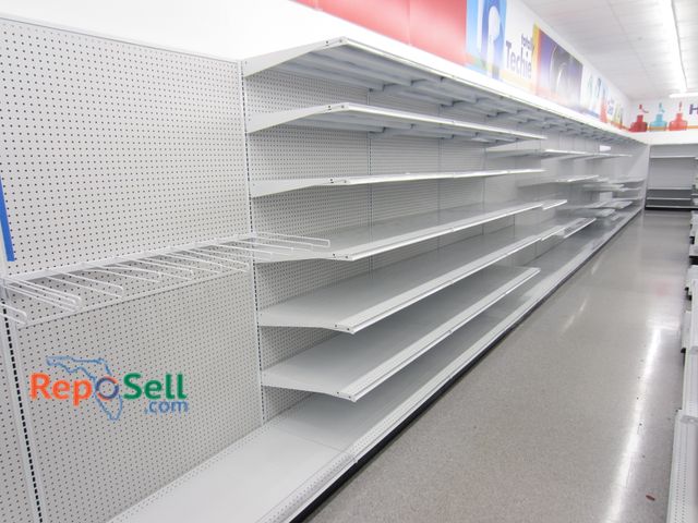 Lot 31-3009 - (15) 4' Retail Shelving w/Peg Board Backers, 25" Deep Shelves, Buyer Must Disassemble &amp; Remove.
