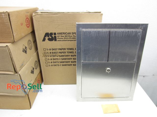 Lot 31-5334 - (5) New Stainless Steel Napkin Trash Cans, (2) Are Dual Sided