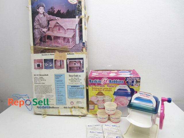 Lot 31-7242 - (2) Vintage Toys: 1-Baskin Robins Ice Cream Maker #10018, 1-Shenandoah Read Wood Log Cabin Kit #SD18...