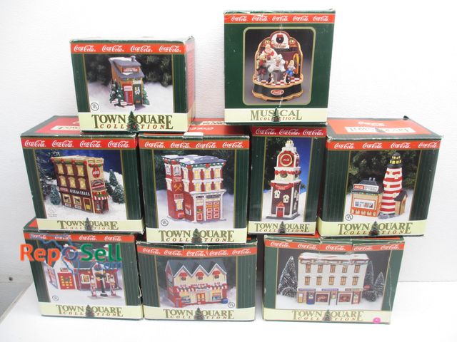Lot 31-9402 - (9) Coca Cola 1990's Christmas Town Square Collection