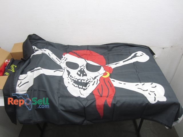 Lot 31-2313 - (5) 3x5 New Flags w/Brass Grommets: 2 - US Marine Corp, 1 - 5 O'Clock Somewhere, Pirate Flag, Misc. ...